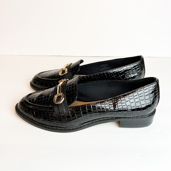 ASOS Vegan Mock Croc Gold Hardware Slip On Oxford Loafers Women’s UK 5 / US 7.5 - Picture 7 of 16